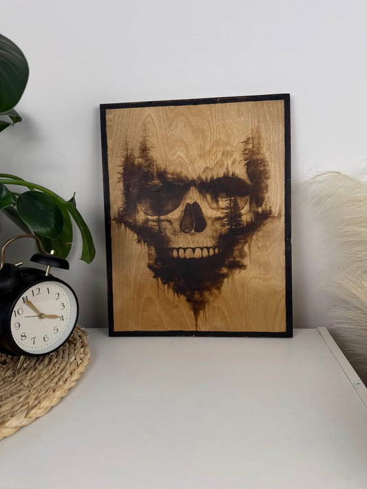 🔥 Skull & Forest Wood Burn Art