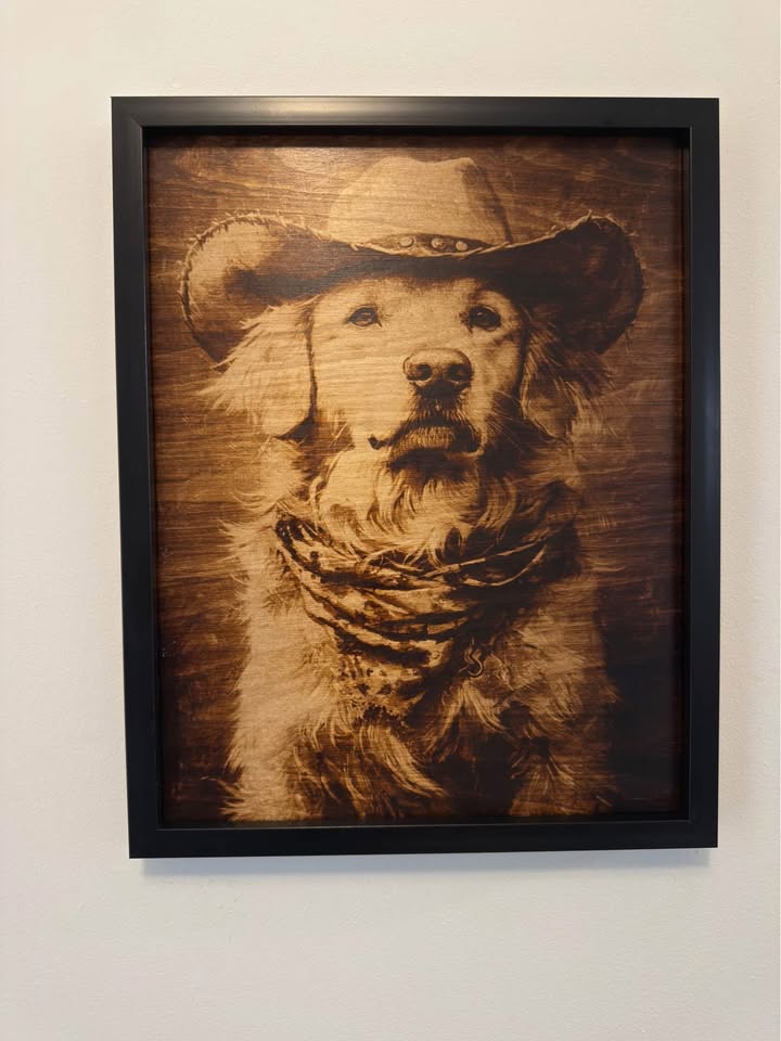 🤠 Sheriff Pup – Burned Wood Portrait