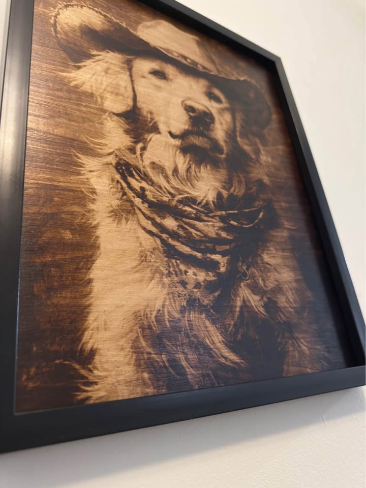 🤠 Sheriff Pup – Burned Wood Portrait