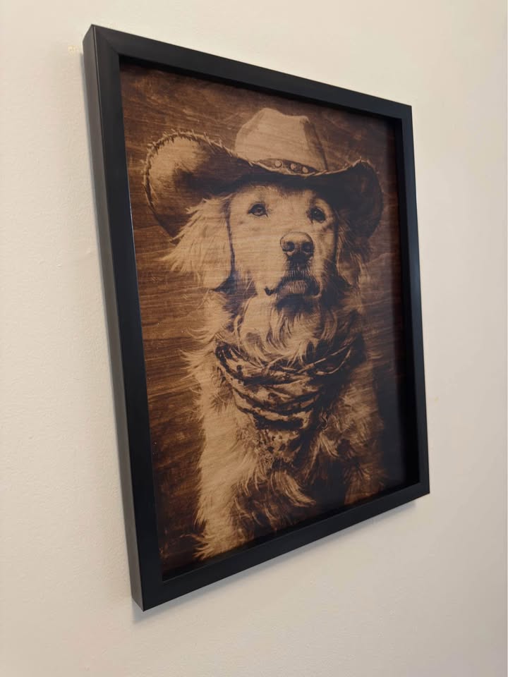 🤠 Sheriff Pup – Burned Wood Portrait