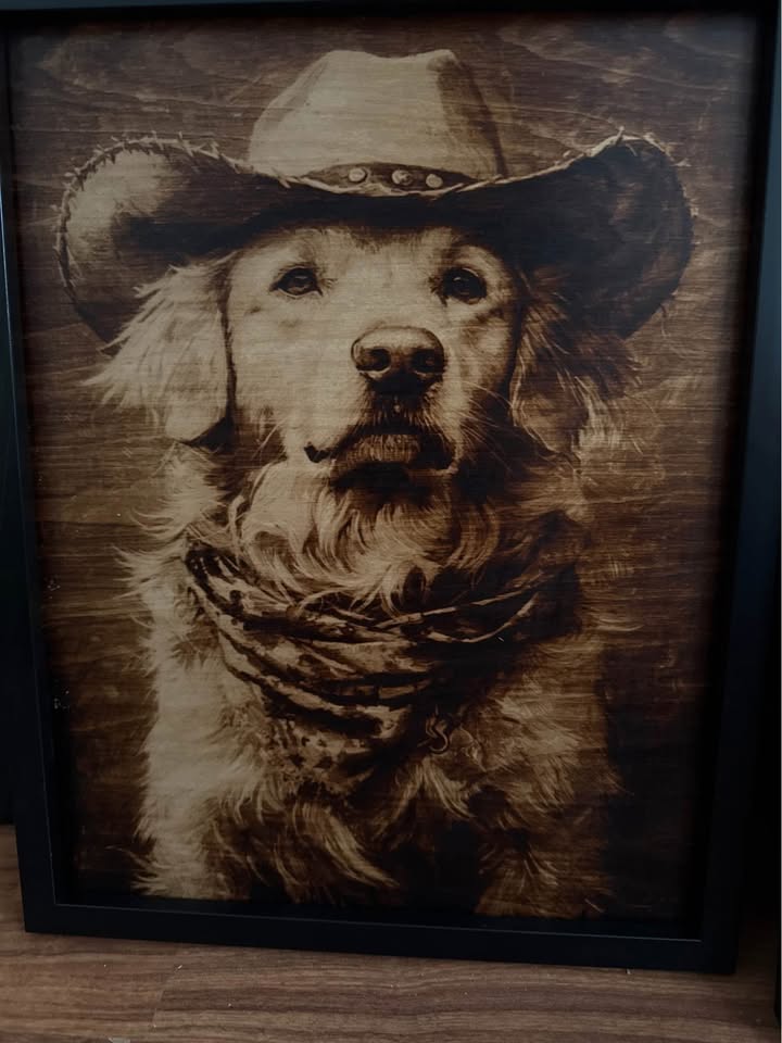 🤠 Sheriff Pup – Burned Wood Portrait