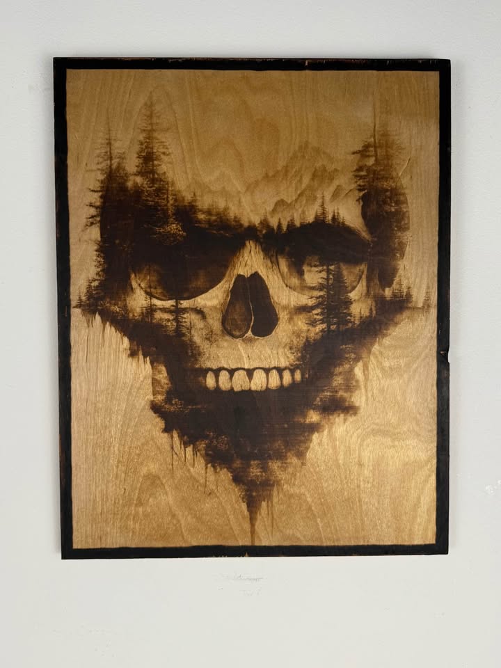 🔥 Skull & Forest Wood Burn Art