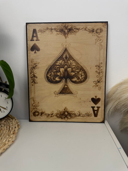 Ace of Spades – Wood-Burned Artwork