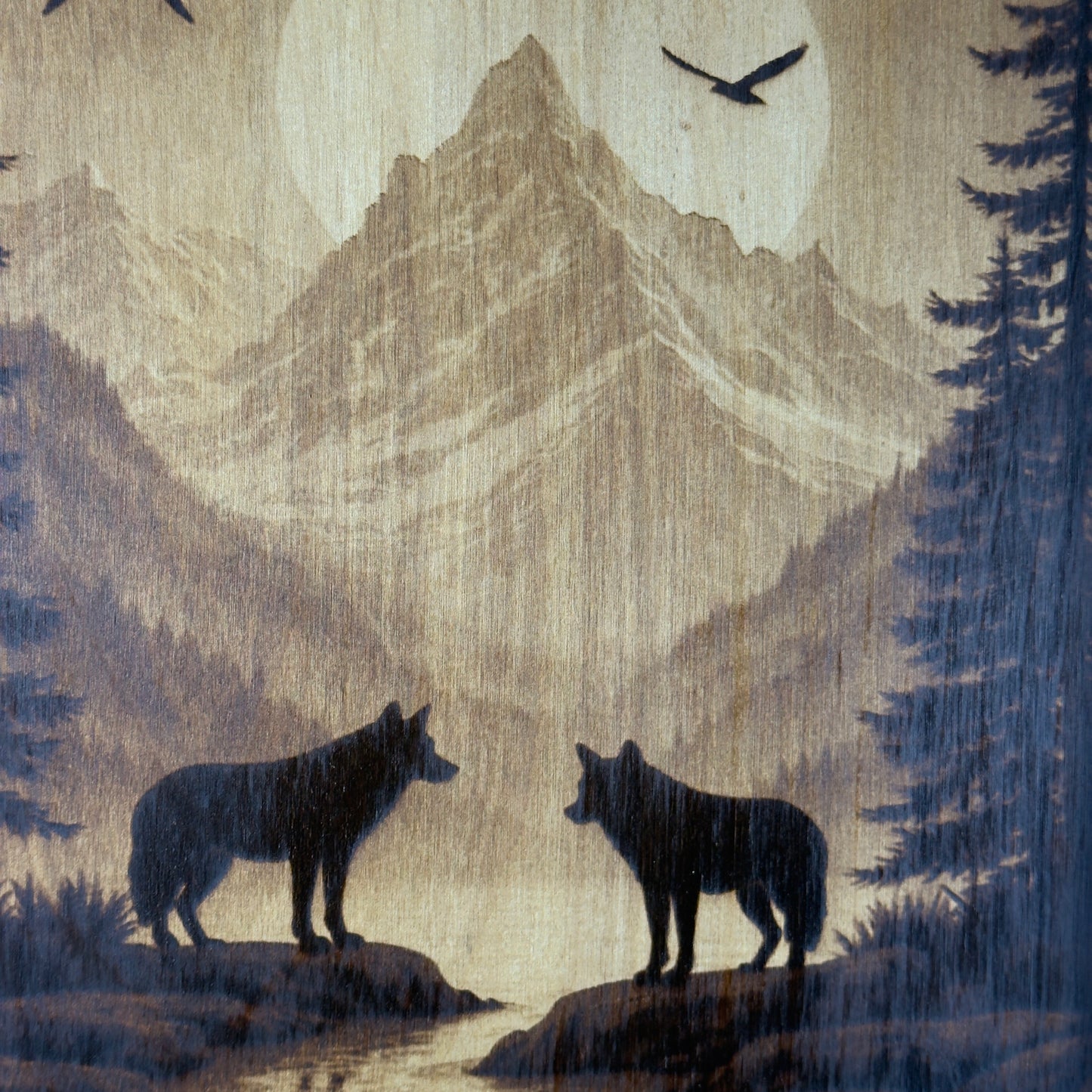 Wood-Burned Wolves Portrait