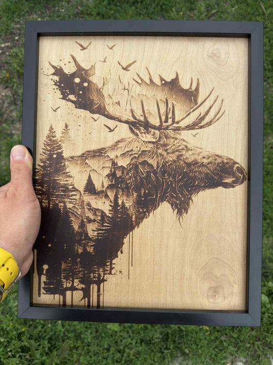 Spirit of the Moose – Burned Wood Wall Art