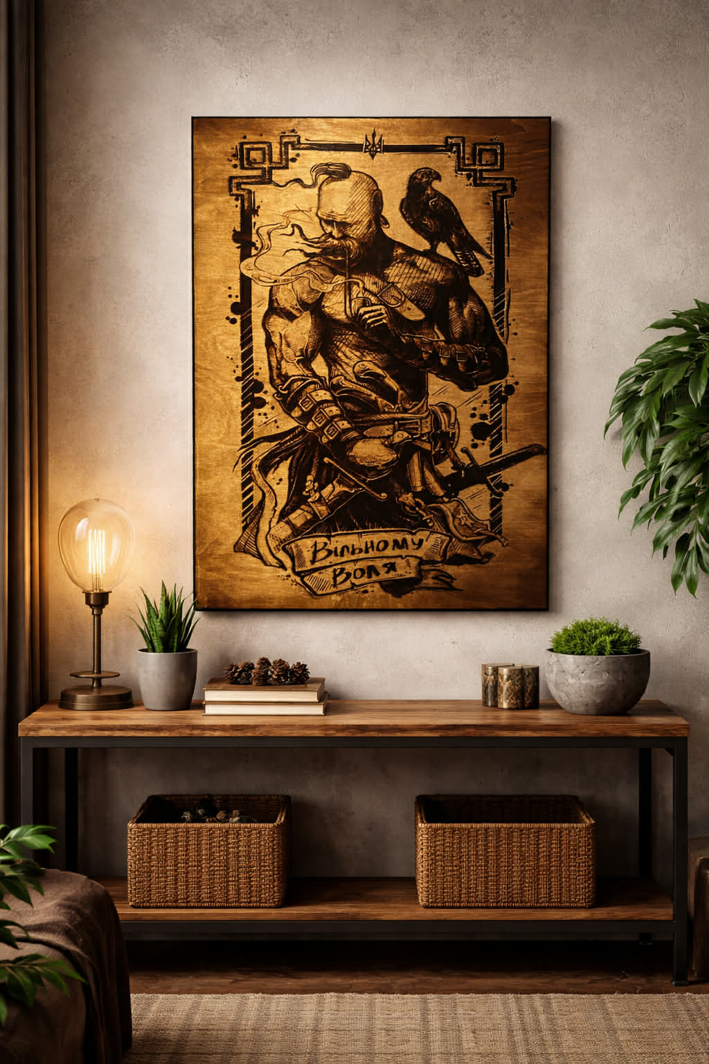 Spectacular painting on wood with a Cossack character 🔥