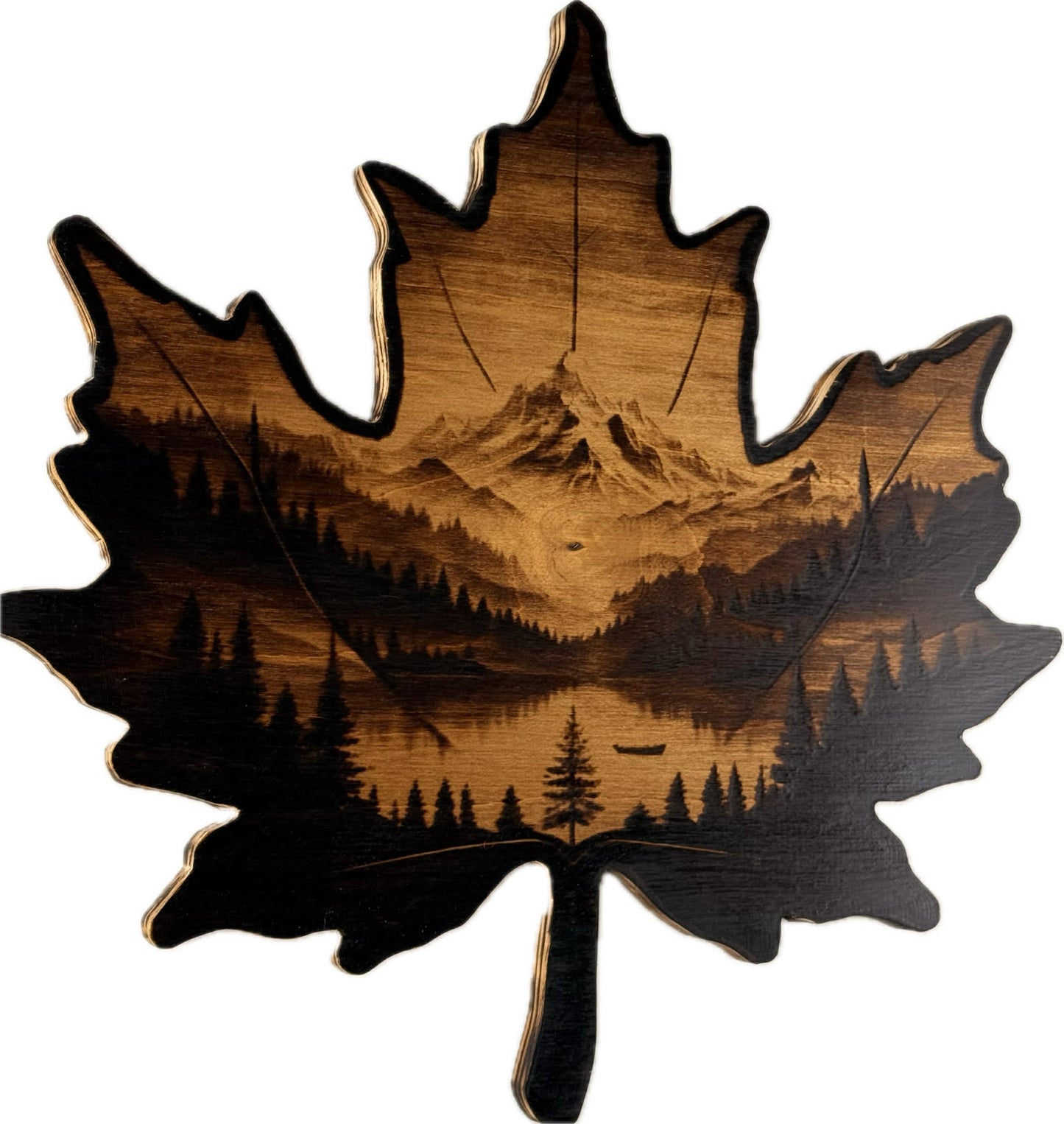Wood-Burned Maple Leaf Art – 13” x 13” inches