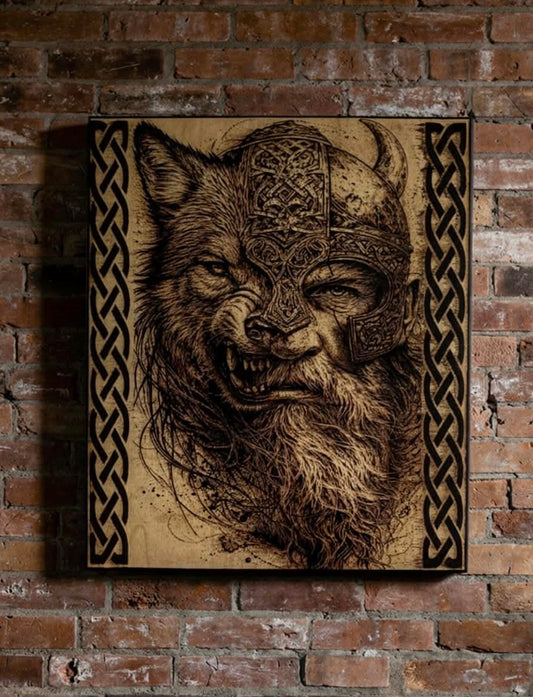 Viking & Wolf Wall Art – Wood burning