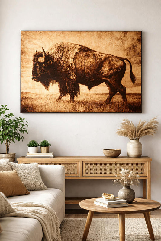Bison 100% Wood-Burning Artwork