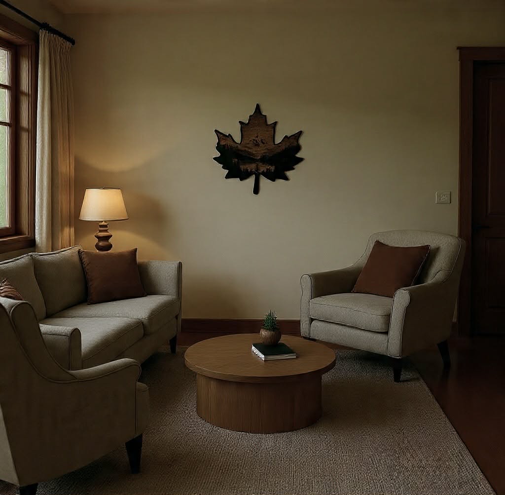 Wood-Burned Maple Leaf Art – 13” x 13” inches