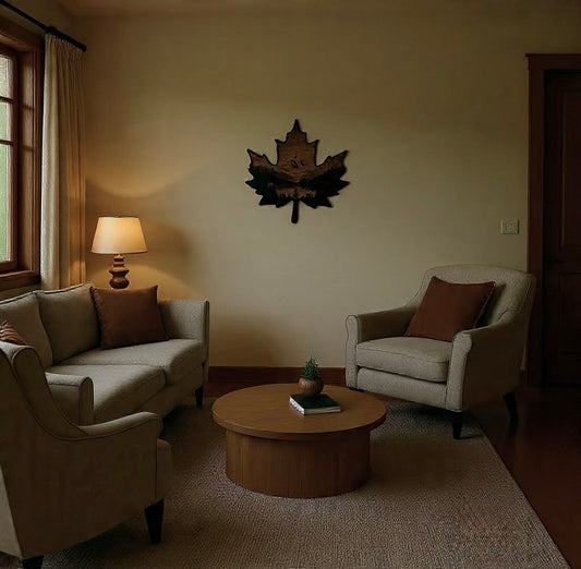 Wood-Burned Maple Leaf Art – 13” x 13” inches