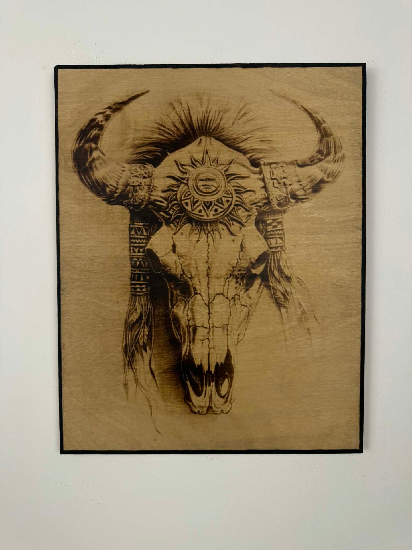 Unique Wood-Burned Artwork Skull