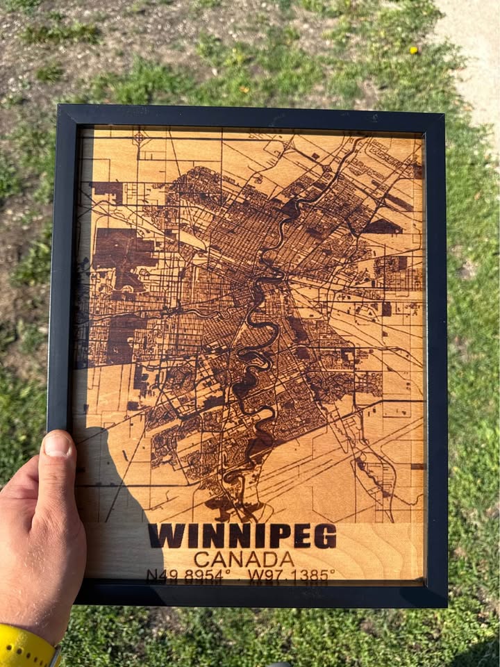 Winnipeg City Map – Burned Wood