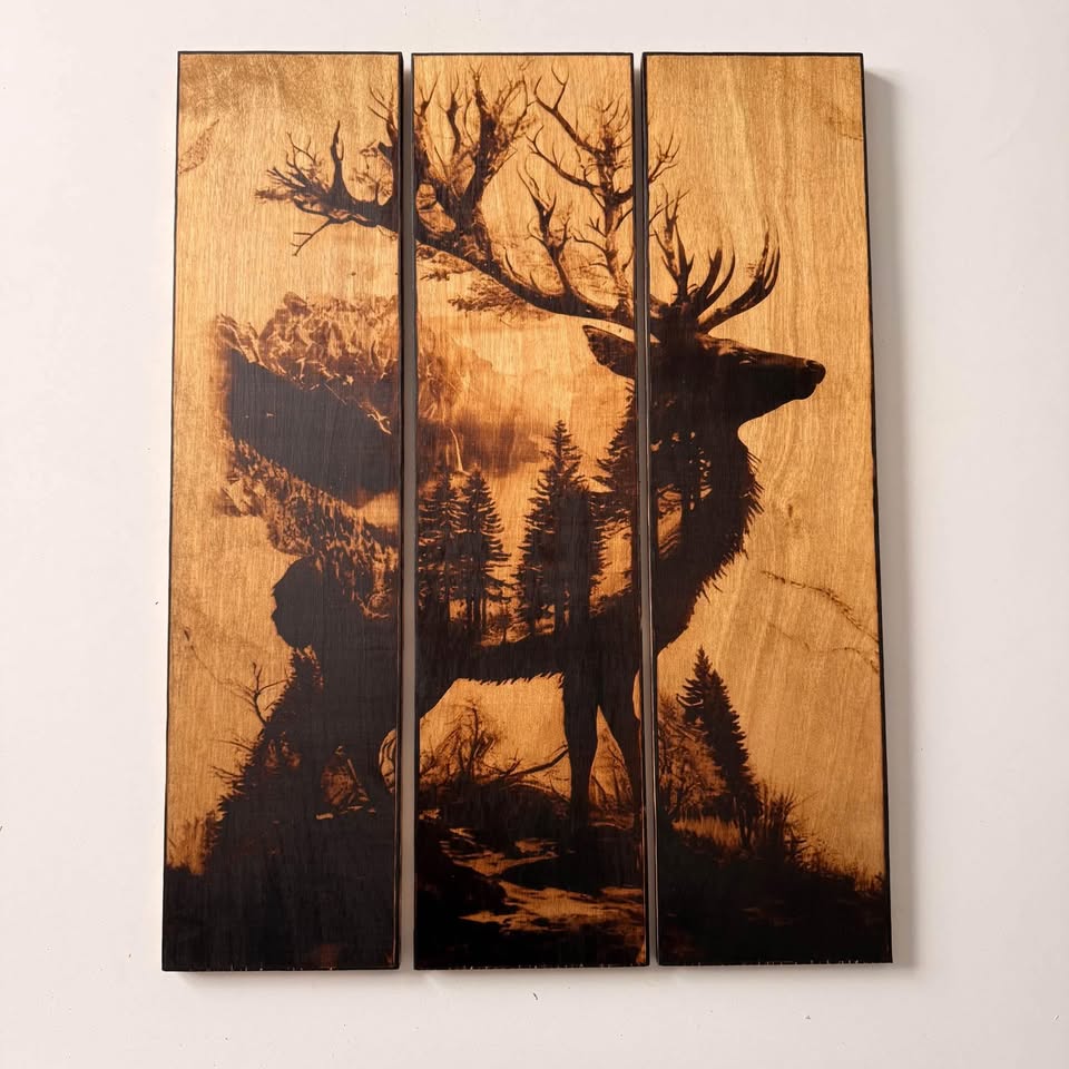 Modular Wood-Burned Wall Art | 3-Panel
