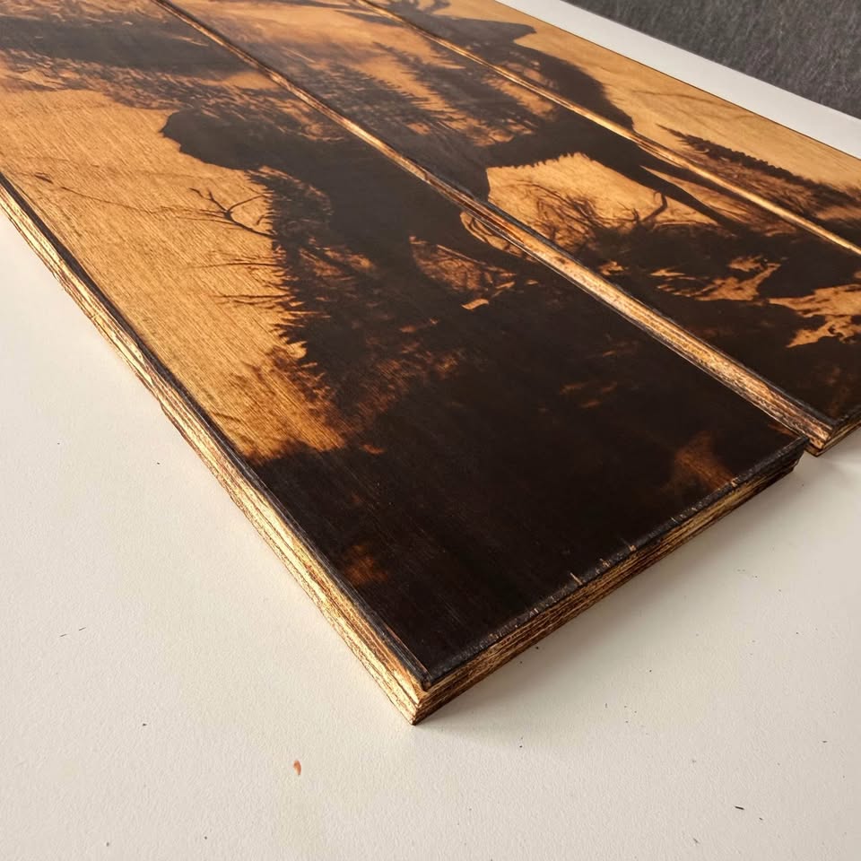 Modular Wood-Burned Wall Art | 3-Panel