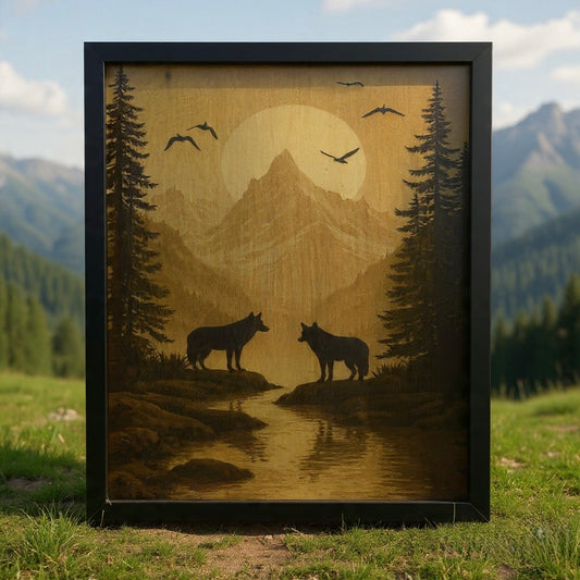 Wood-Burned Wolves Portrait