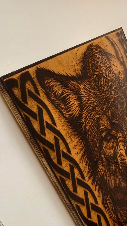Viking & Wolf Wall Art – Wood burning