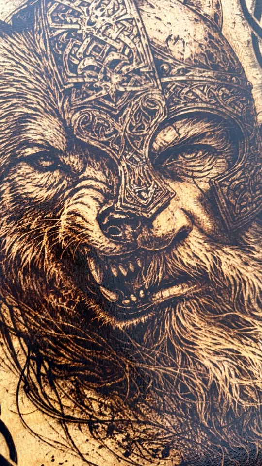 Viking & Wolf Wall Art – Wood burning