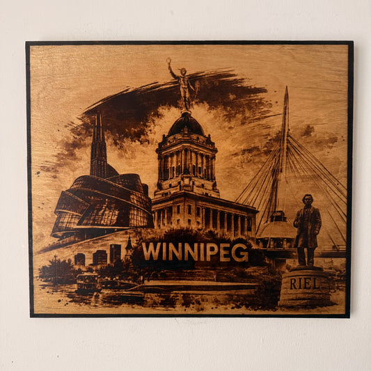 Winnipeg Skyline – Burned Wood Wall Art
