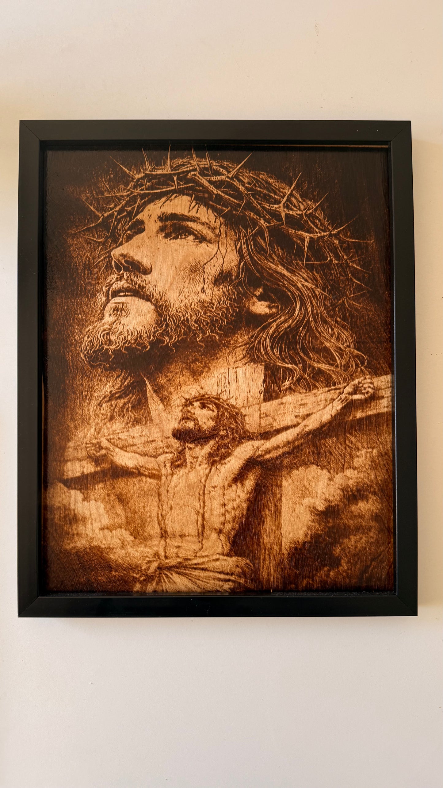 Faith & Prayer Wall Art – Cross & Rosary
 – Wood burning (Copy)