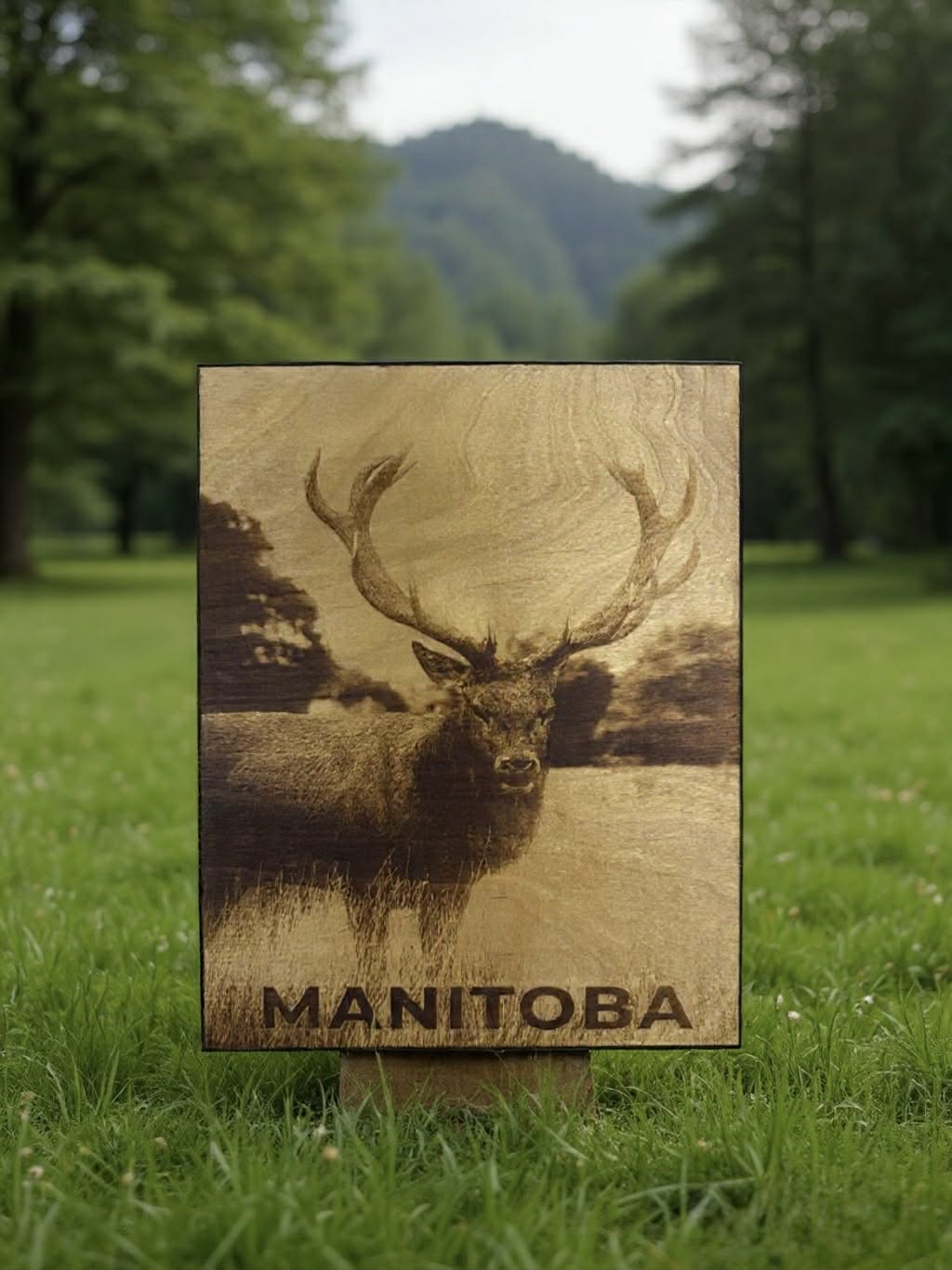 Manitoba Deer — Wood Burned Wall Art on Birch Plywood