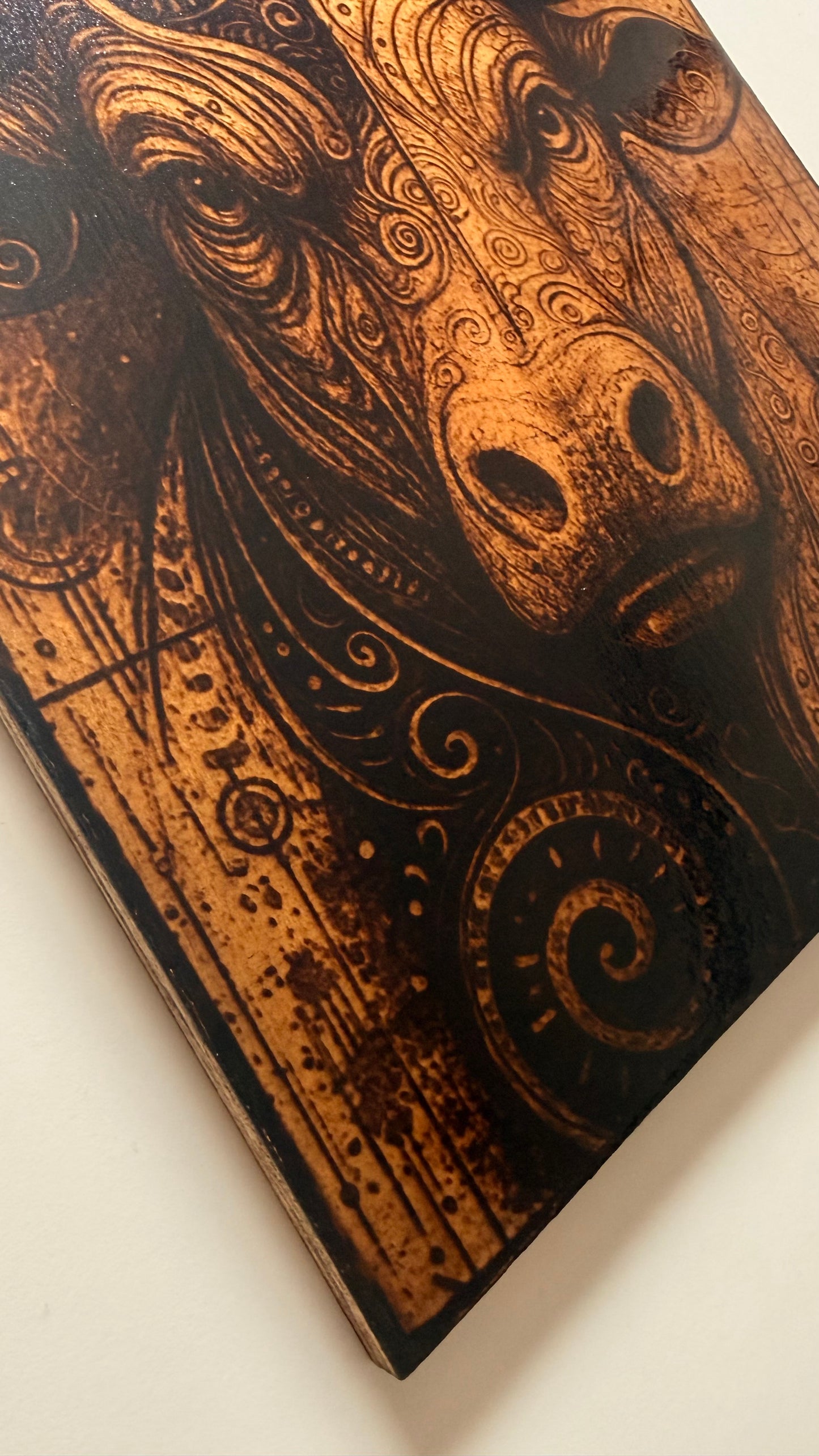 🔥 Modern Bull Wall Art – Luxury Style 🔥
 – Wood burning