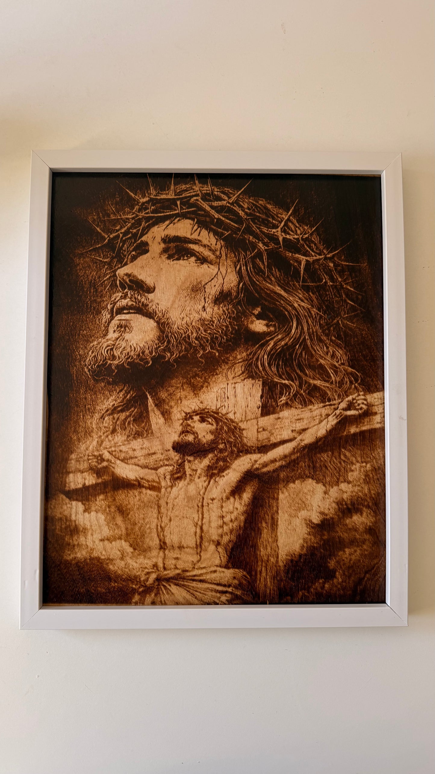 Faith & Prayer Wall Art – Cross & Rosary
 – Wood burning (Copy)