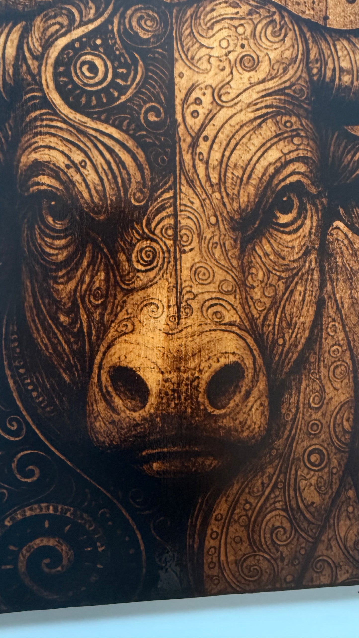 🔥 Modern Bull Wall Art – Luxury Style 🔥
 – Wood burning