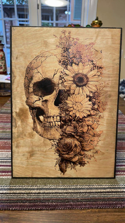 Scull painting  wood burning 🔥