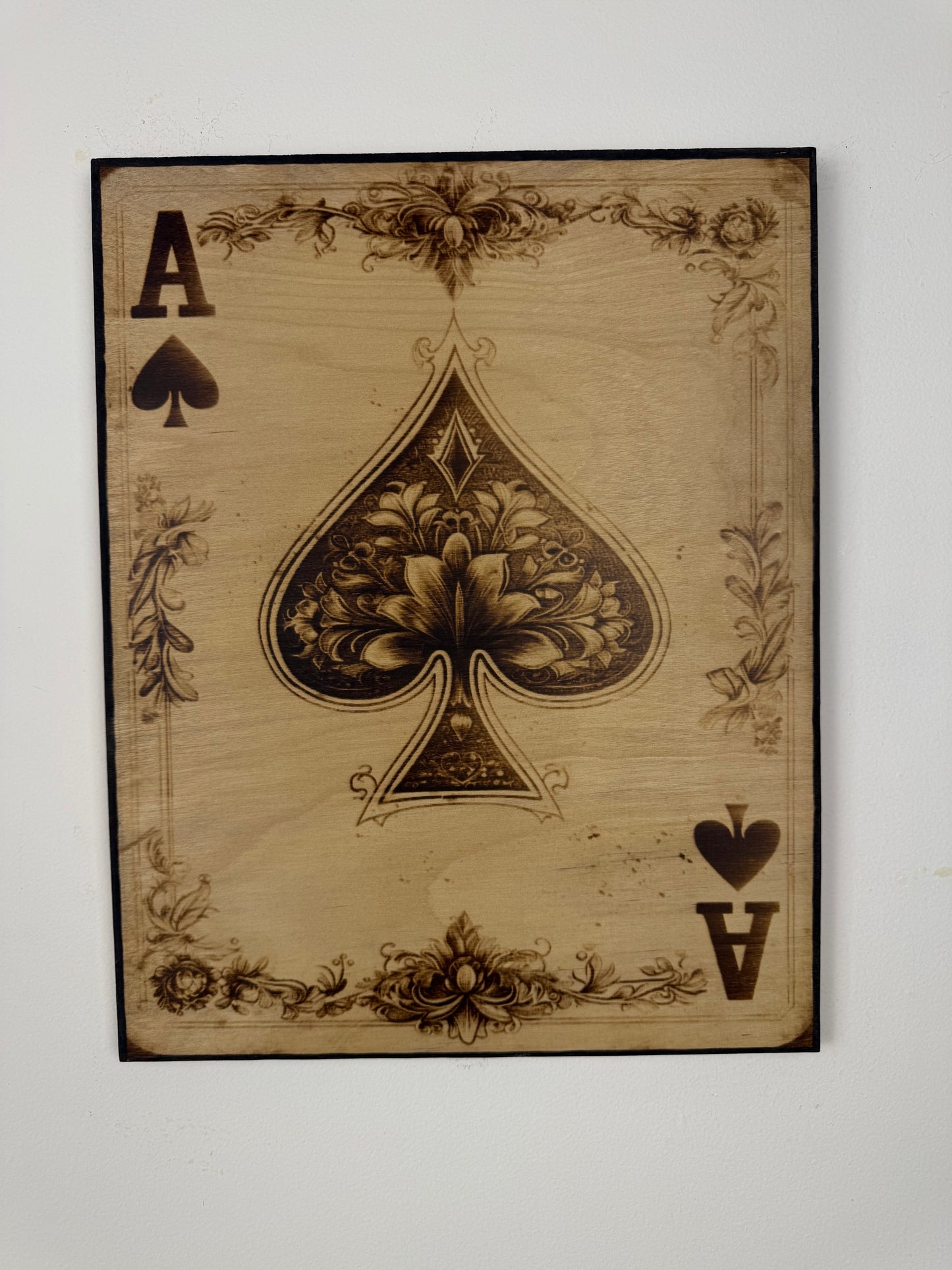 Ace of Spades – Wood-Burned Artwork