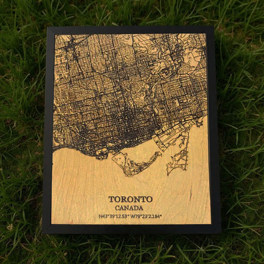 Toronto City Map – Burned Wood Wall Art