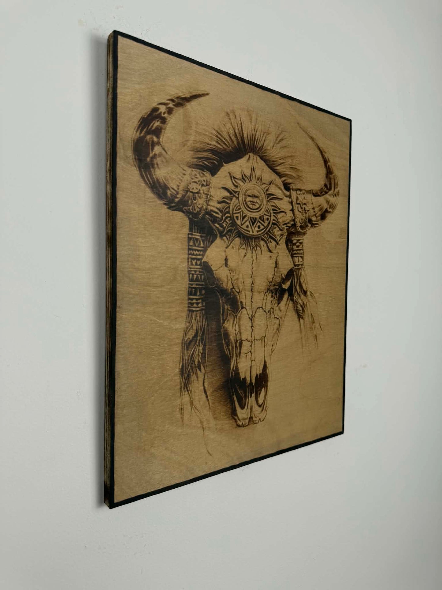 Unique Wood-Burned Artwork Skull