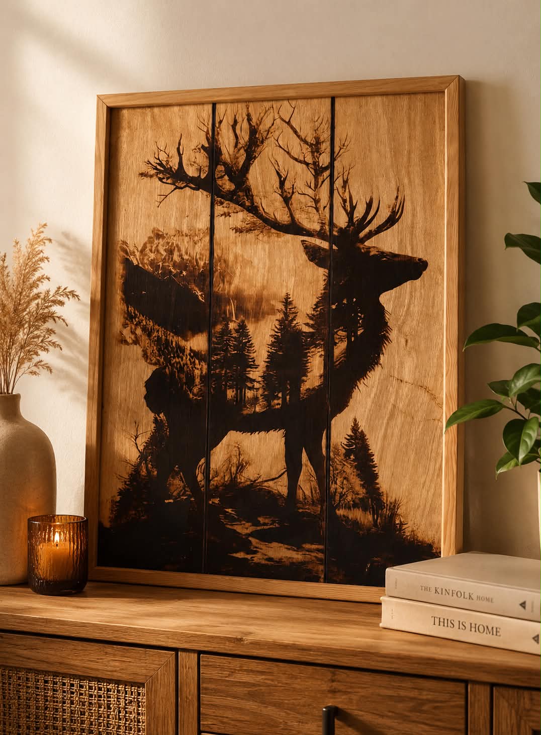 Modular Wood-Burned Wall Art | 3-Panel