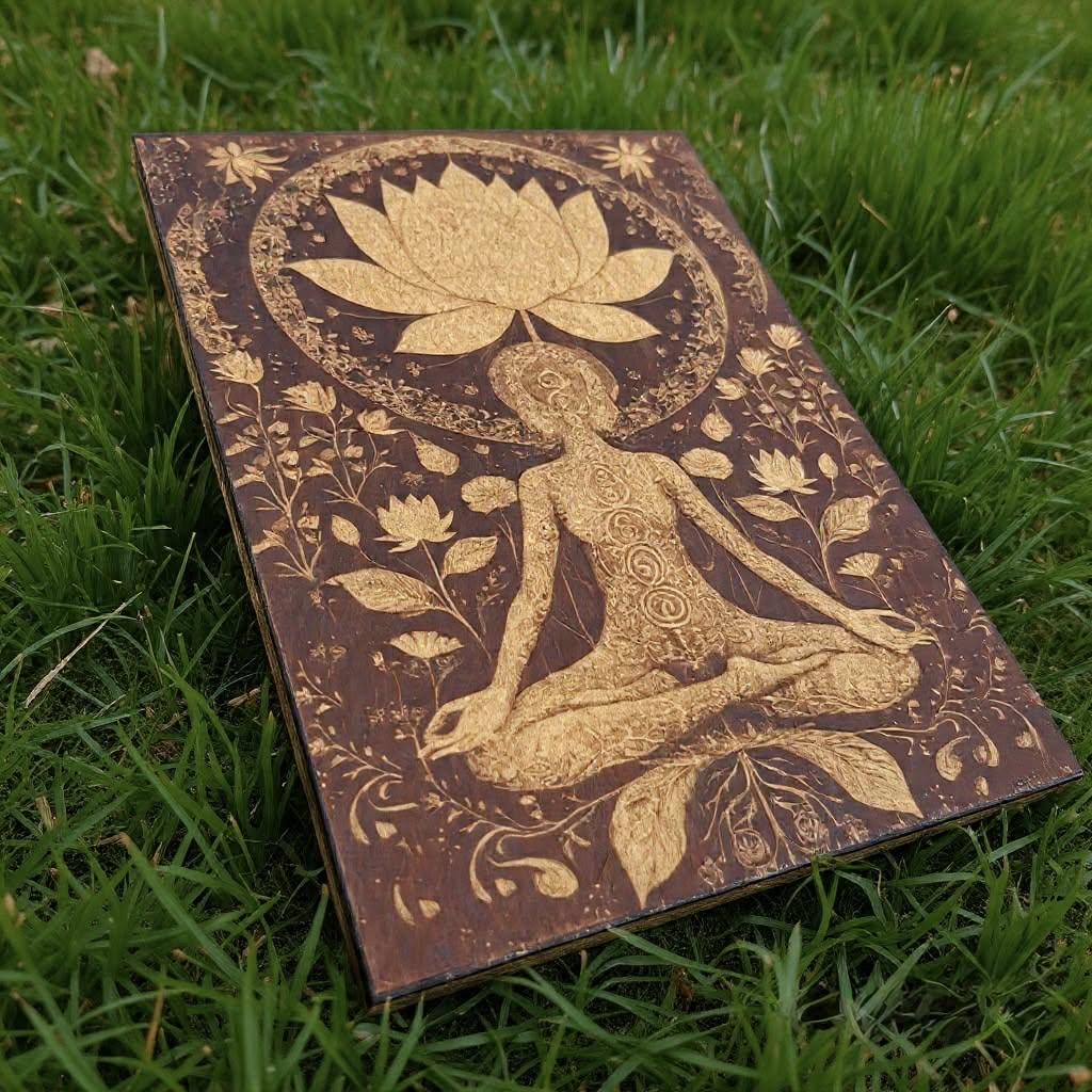 Wood Burned Meditation Wall Art | Lotus Chakra Art