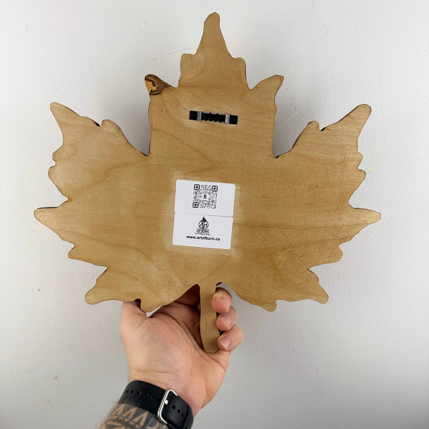 Wood-Burned Maple Leaf Art – 13” x 13” inches