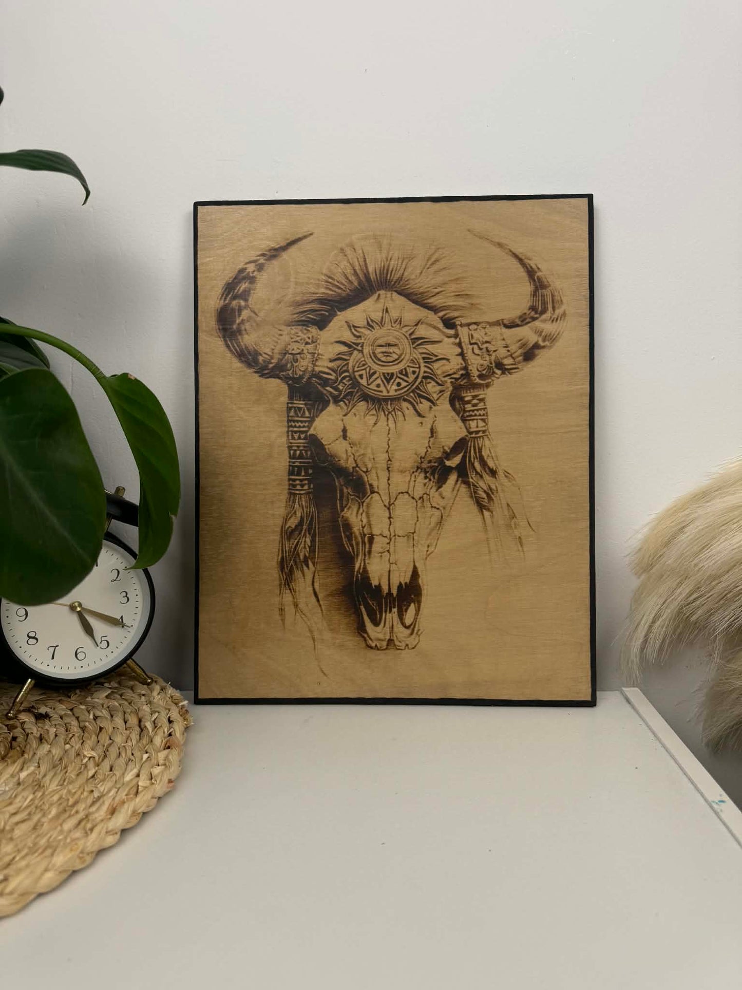 Unique Wood-Burned Artwork Skull